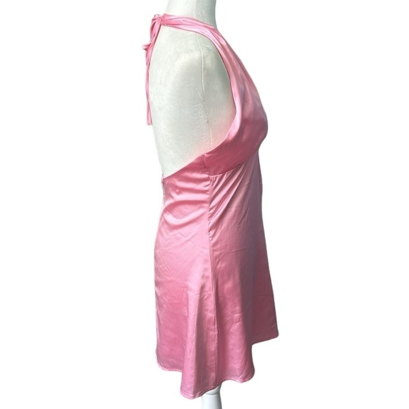 Peppermayo Pink Satin Halter Mini Slip Dress Size 6 - Picture 3 of 14